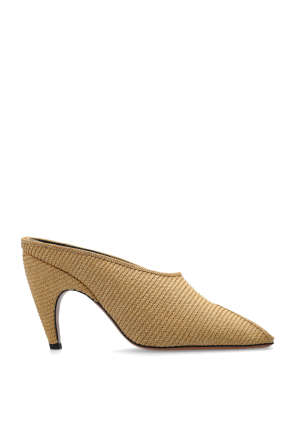 BOTTEGA VENETA ベージュ ローヒール　ミュール ギャザーベルト付き BOTTEGA VENETA ベージュ ローヒールミュール ギャザーベルト付き